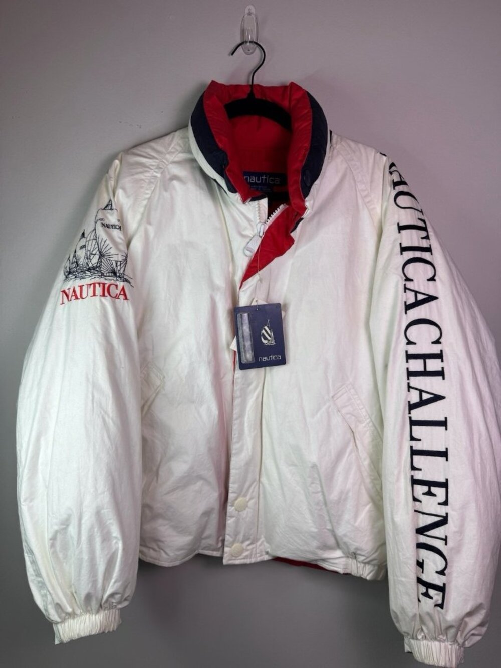 NOS 90s Nautica Men Challenge Sailing Goose Down Puffer Jacket Sz M